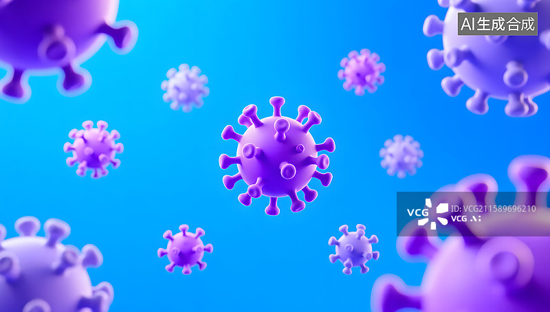 【AI数字艺术】病毒颗粒的微观世界三维渲染插画图片素材