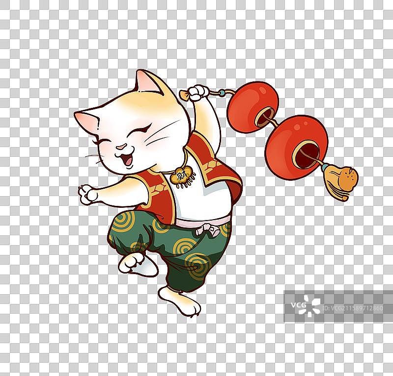 舞着灯笼的小猫图片素材