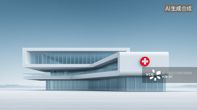 【AI数字艺术】现代医院建筑3D场景图片素材
