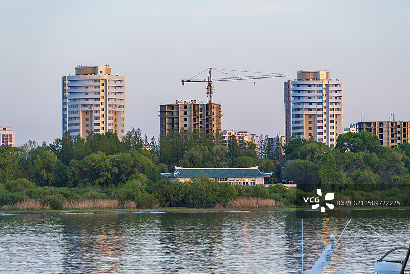 朝鲜新义州景象图片素材