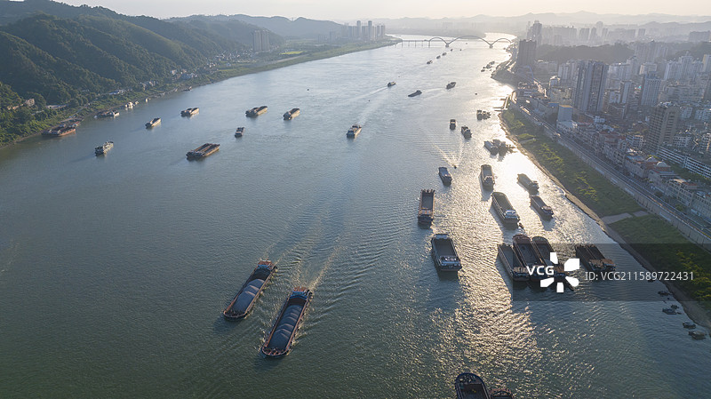 梧州西江桥梁河流城市风光图片素材