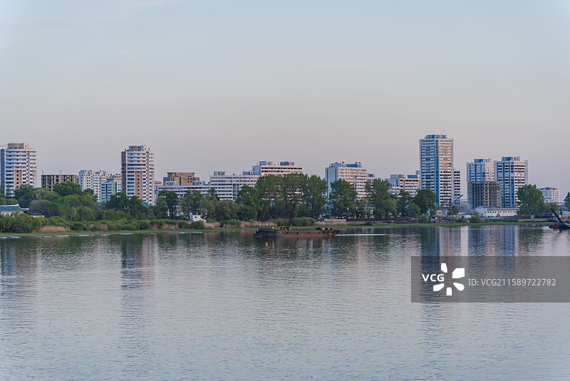 朝鲜新义州景象图片素材
