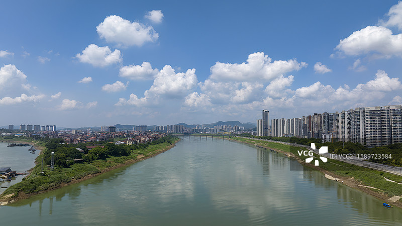 梧州西江桥梁河流城市风光图片素材