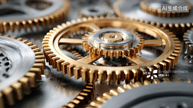 【AI数字艺术】金属齿轮边框，抽象概念背景，工业背景，人工智能图片素材