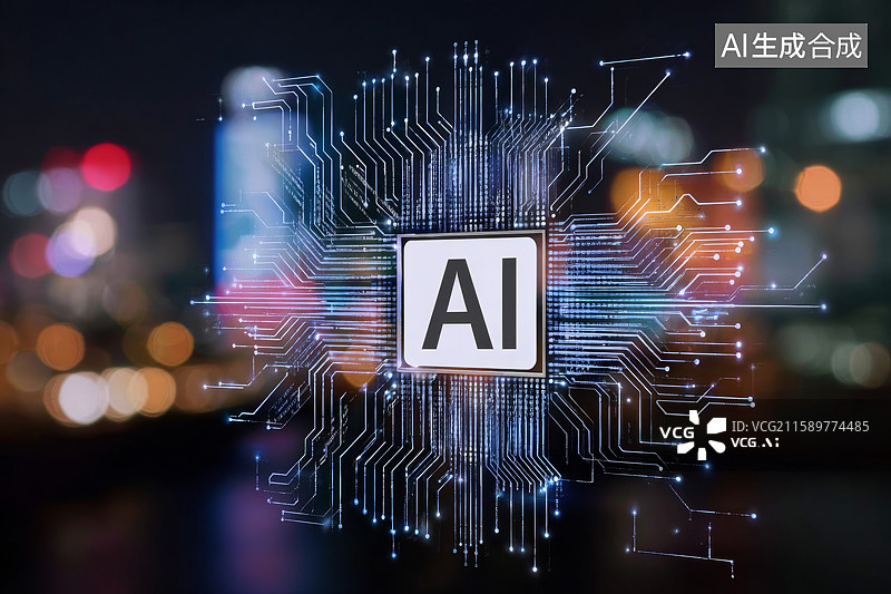 【AI数字艺术】网络空间AI芯片科幻背景图图片素材