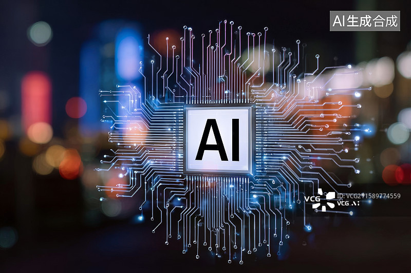 【AI数字艺术】网络空间AI芯片科幻背景图图片素材