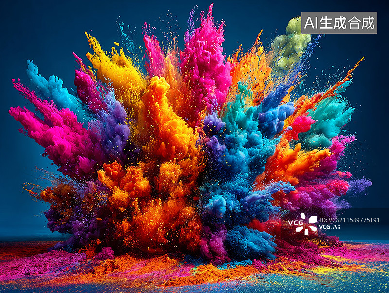 【AI数字艺术】多彩粉末爆炸瞬间图片素材