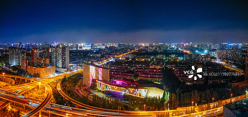 呼和浩特 玉泉区 凯元广场 太平庄 夜景 航拍图片素材