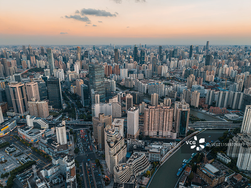航拍上海静安苏州河沿岸图片素材