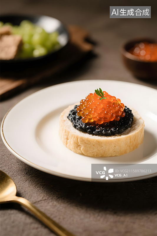 【AI数字艺术】晶莹剔透的鱼子酱图片素材