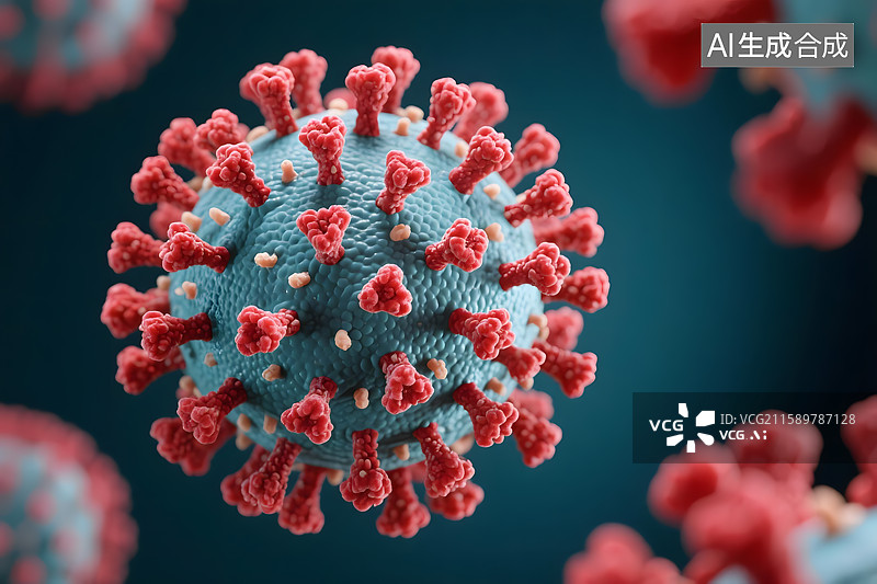 【AI数字艺术】冠状病毒的微观世界图片素材