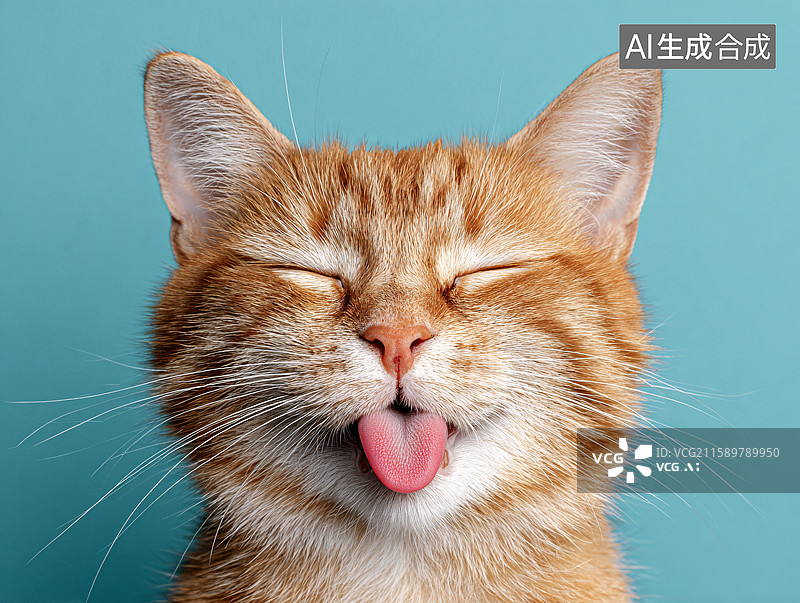 【AI数字艺术】吐舌卖萌的可爱小猫图片素材