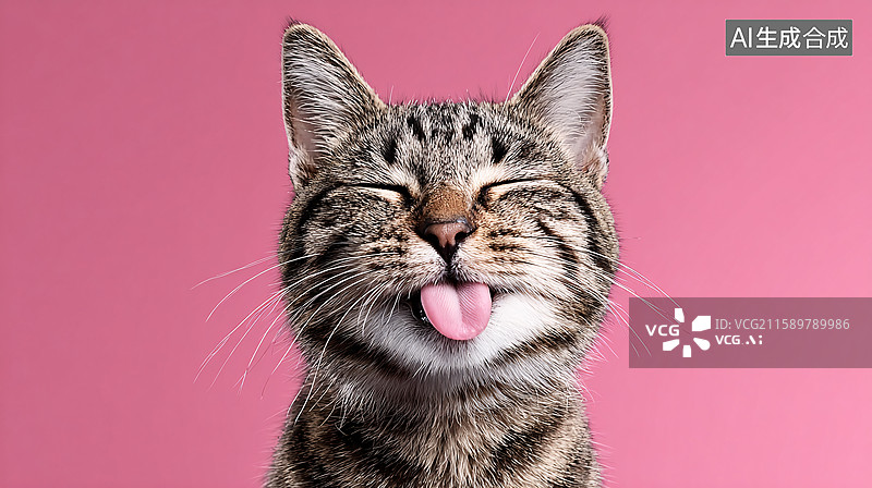 【AI数字艺术】吐舌卖萌的可爱小猫图片素材