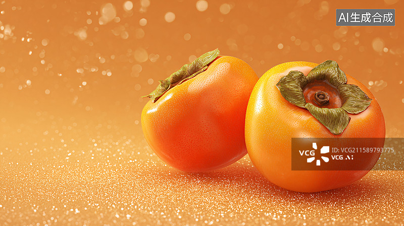 【AI数字艺术】两颗柿子象征事事如意图片素材