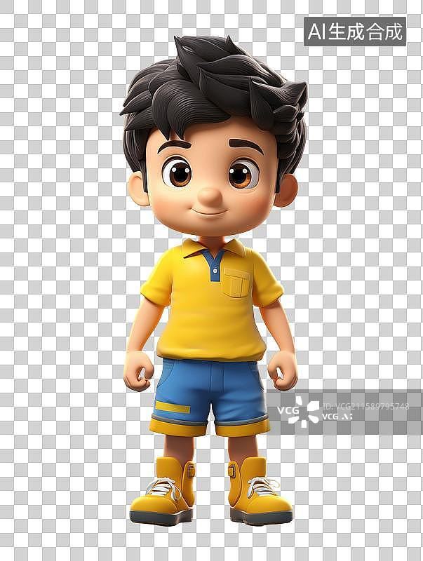 【AI数字艺术】一个亚洲男孩3D肖像插画背景图片素材