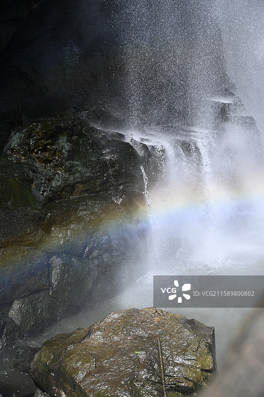 九鲤湖珠帘漈的彩虹图片素材