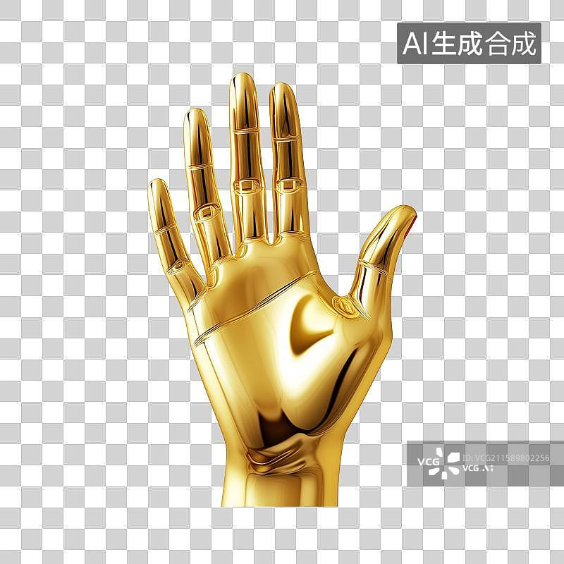 【AI数字艺术】一只纯金的手掌模型摆件插画图片素材