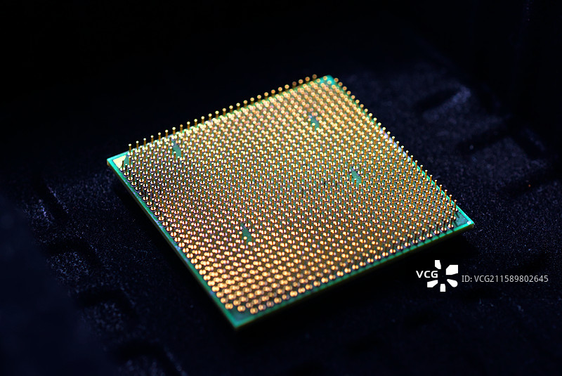 电脑CPU芯片，计算机半导体芯片，棚拍静物特写，素材背景图片素材