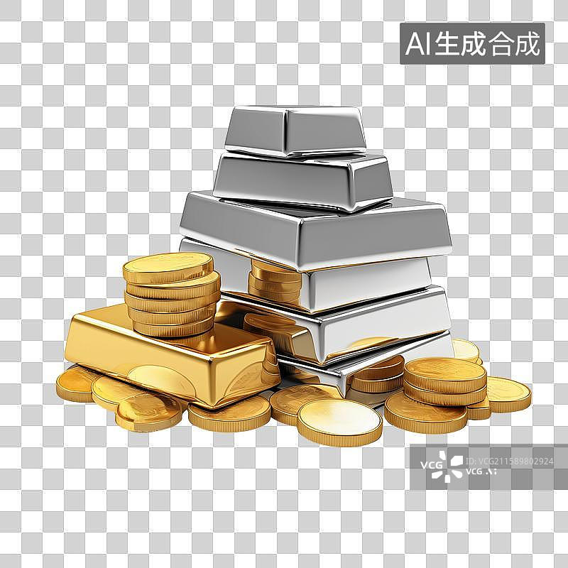 【AI数字艺术】金银财宝金融财经插画背景图片素材