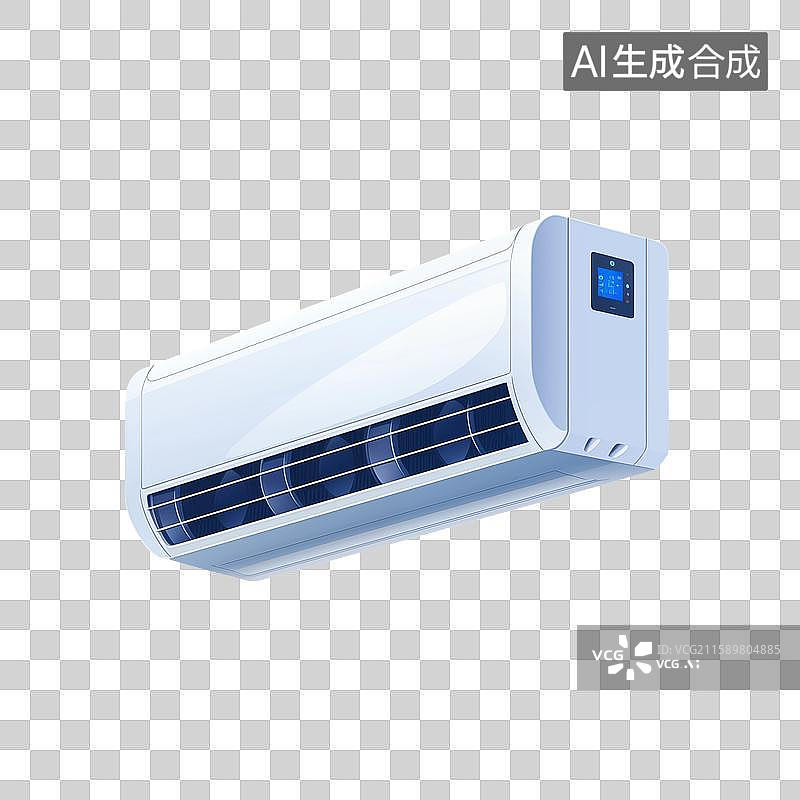【AI数字艺术】一个夏日室内空调插画背景图片素材