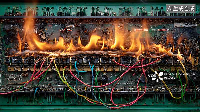 【AI数字艺术】小区住宅电箱起火图片素材
