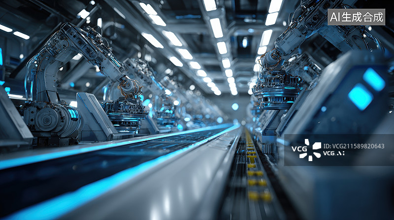 【AI数字艺术】现代化工业生产线图片素材