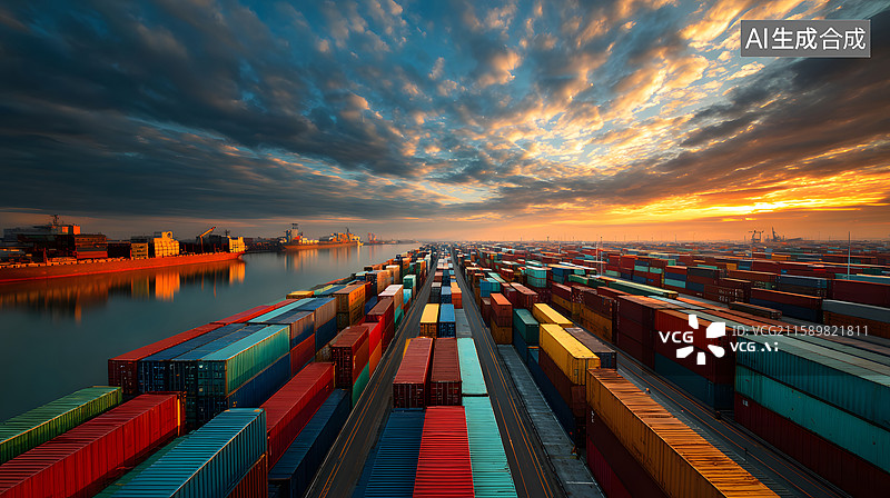 【AI数字艺术】码头上的繁忙工作图片素材