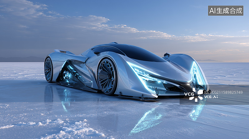 【AI数字艺术】未来超跑盐滩竞速图片素材