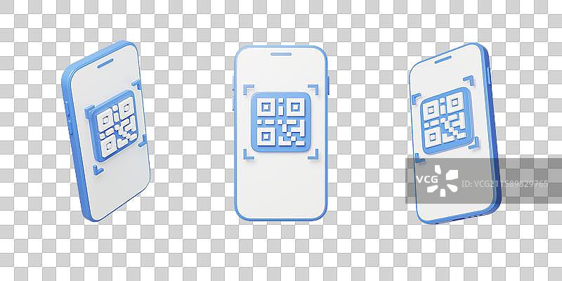 免抠移动手机在线支付二维码扫码3D图片素材