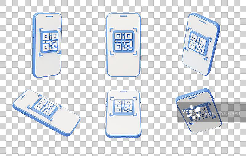 免抠移动手机在线支付二维码扫码3D图片素材