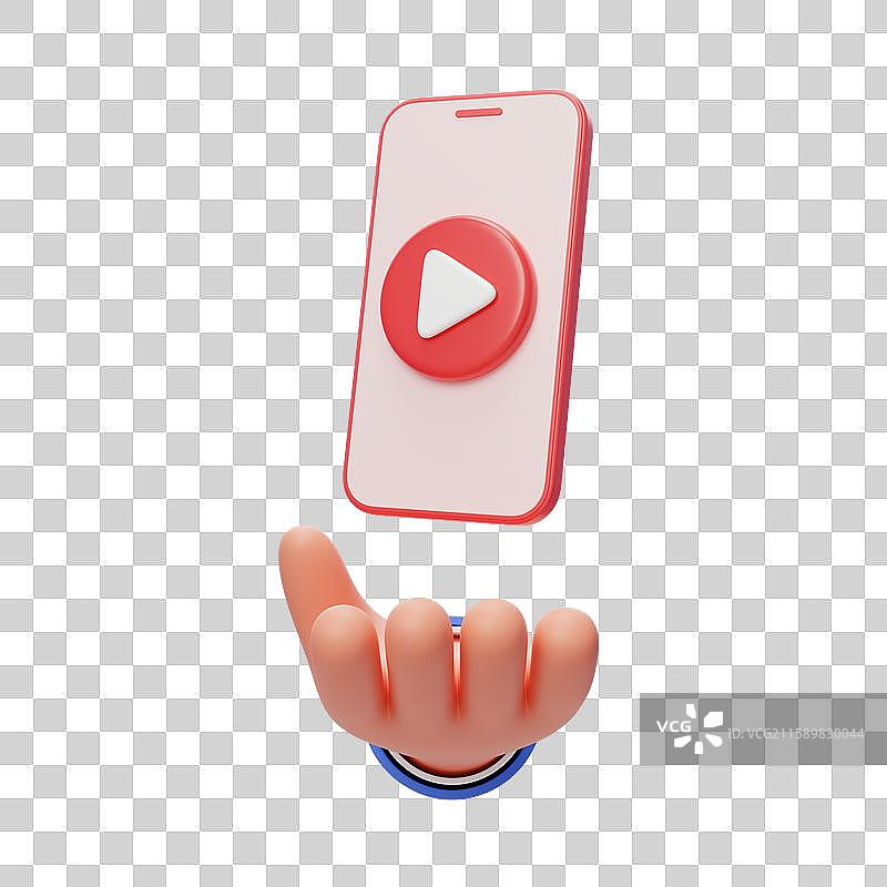 免抠3D手机模型视频播放按钮图片素材