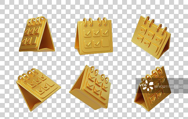 免抠日历任务签到完成表单记录3D图片素材