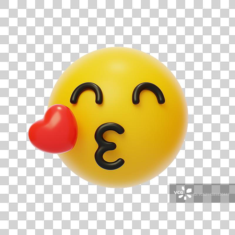 免抠飞吻表情包社交情绪反应3D图片素材