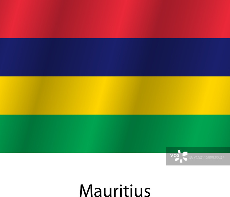 毛里求斯国旗在白色背景上图片素材