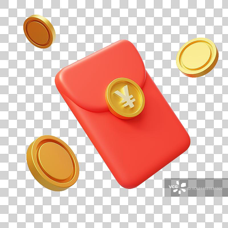 免抠红包金币优惠津贴返现3D图片素材