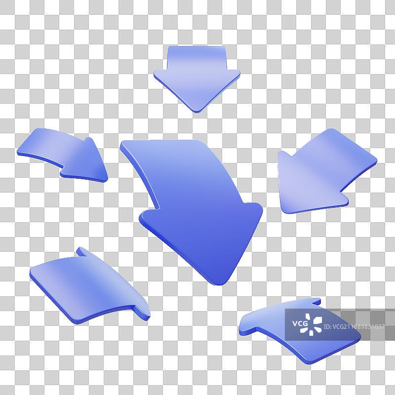 免抠箭头向下下跌低价折扣降价3D图片素材