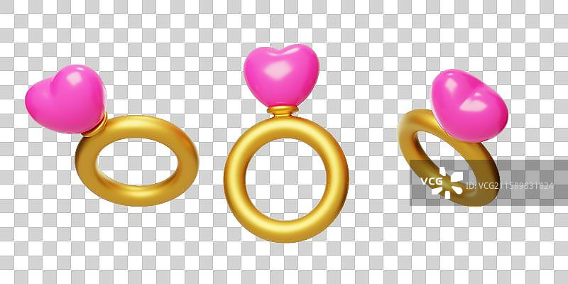 免抠情人节爱情浪漫甜蜜永恒戒指3D图片素材