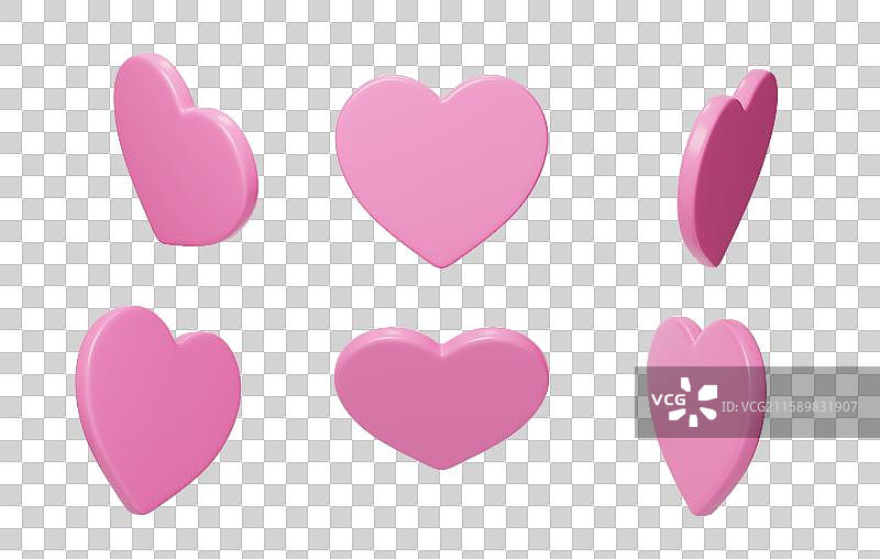 免抠情人节七夕浪漫爱情幸福爱心3D图片素材