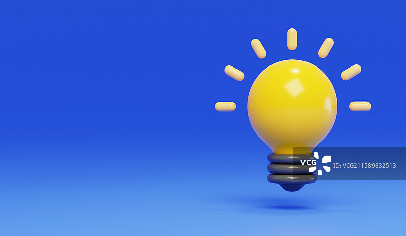 黄色明亮电灯泡点灯希望3D图片素材