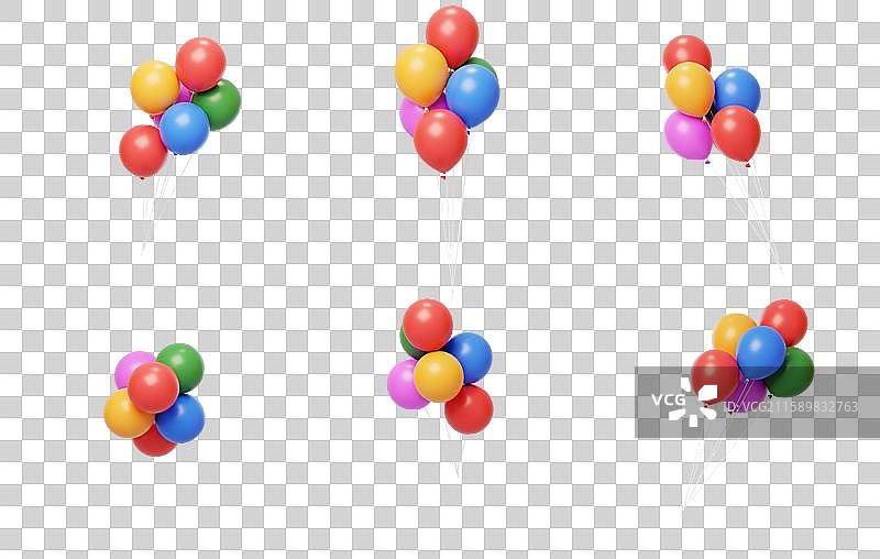 免抠活动节日装饰漂浮欢乐气球3D图片素材