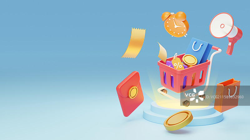 电商促销网购消费购物营销3D图片素材