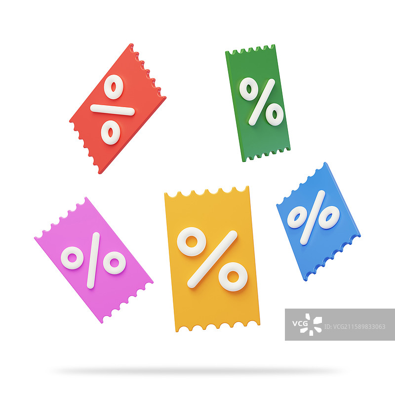 电商优惠促销打折特价优惠券3D图片素材