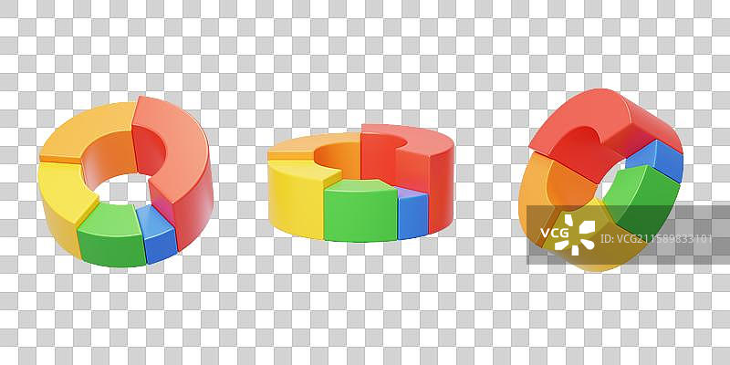 免抠圆饼图数据占比可视化统计3D图片素材