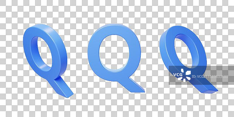 免抠英文字母Q拼音拼写语言3D图片素材
