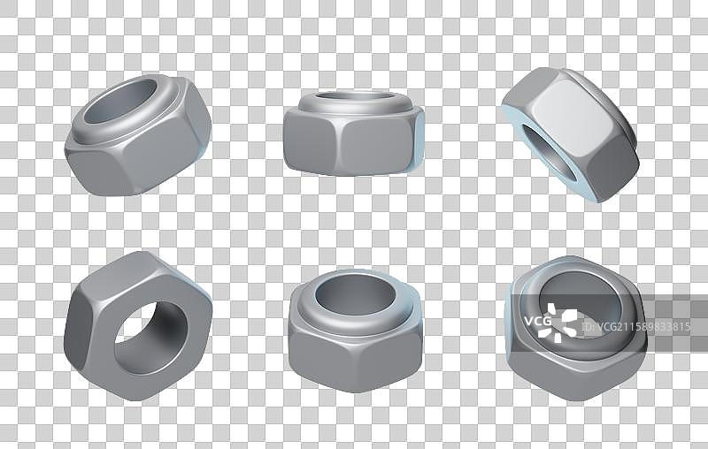 免抠五金工具机械制造必备螺母3D图片素材