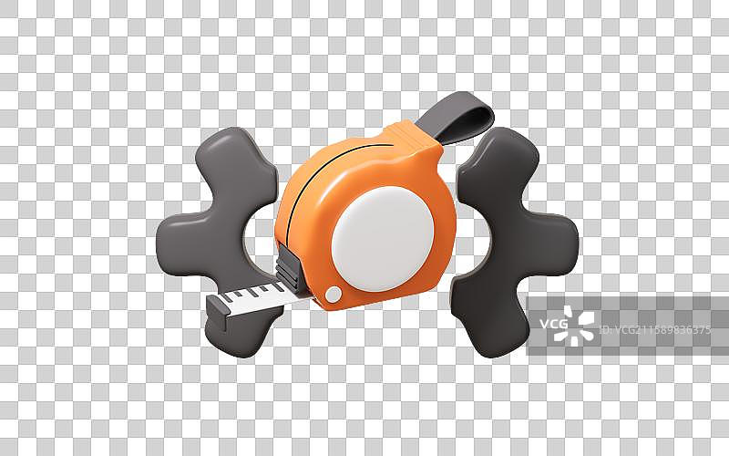 卡通卷尺修理标志3D渲染图片素材