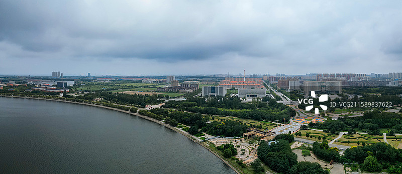 营口市 西市区 明湖广场 奥体中心 航拍图片素材