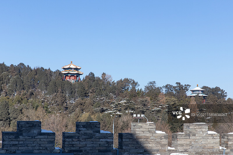 景山公园雪景图片素材