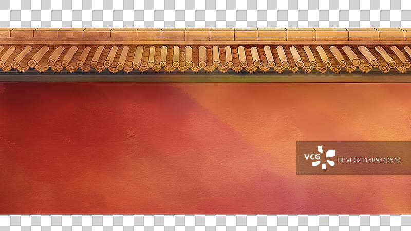 手绘古建筑红色的宫墙图片素材