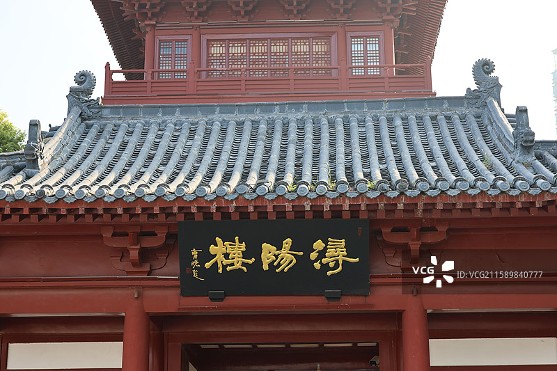 九江浔阳江畔浔阳楼锁江楼风景区中国历史建筑特写图片素材